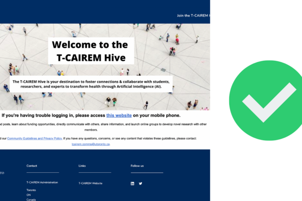 Welcome page T-CAIREM Hive