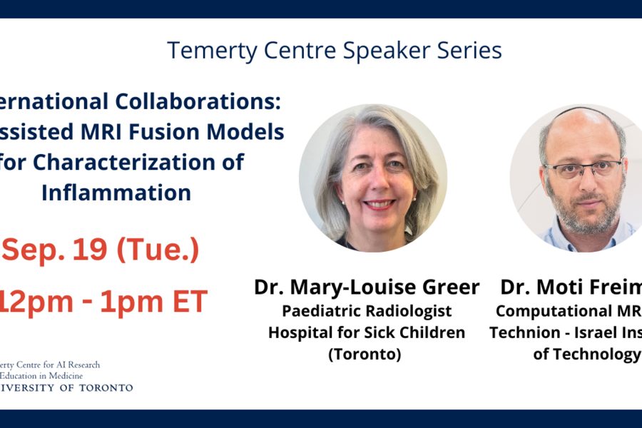 Co-presenters Dr. Mary-Louise Greer and Dr. Moti Freiman will discuss the potential of Artificial Intelligence-based quantitative magnetic resonance imaging (MRI) 