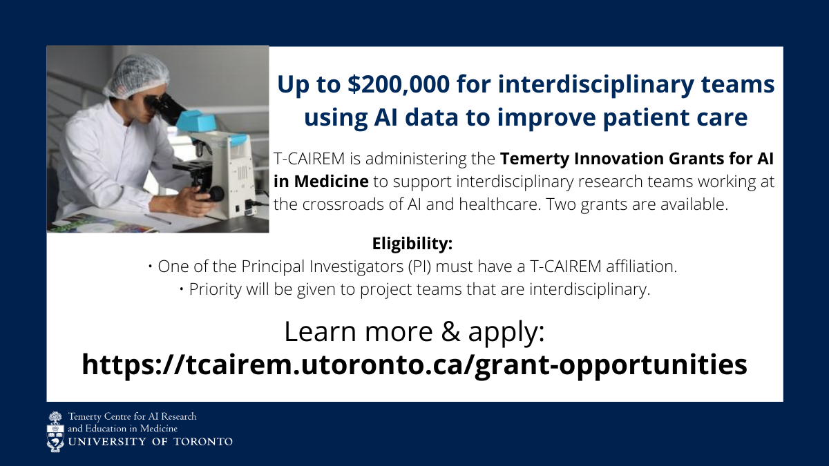 Temerty Innovation Grants for AI in Medicine